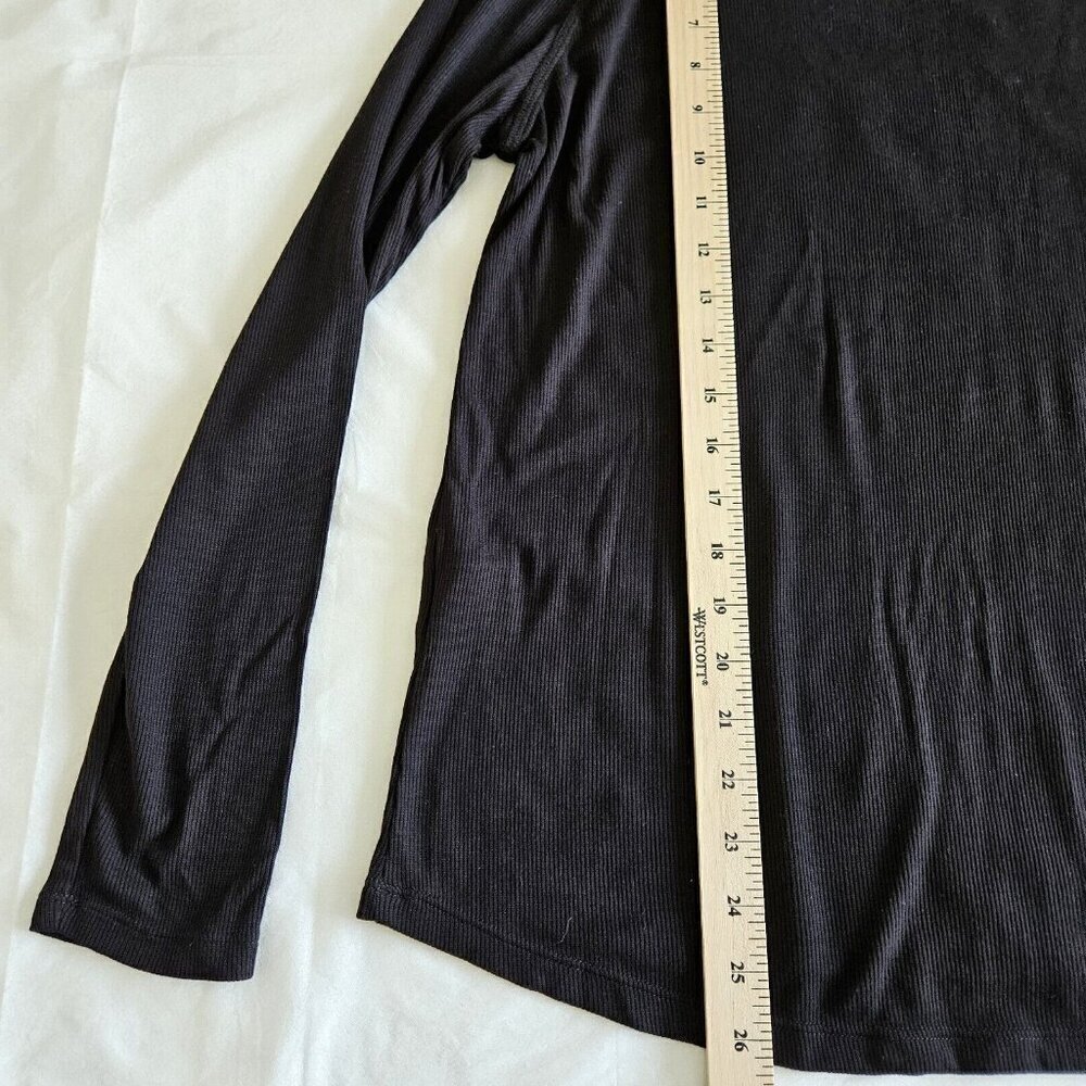Terrera Black Turtleneck Top Womens L Bamboo Spandex LS Minimalist Office Siren - Picture 12 of 12